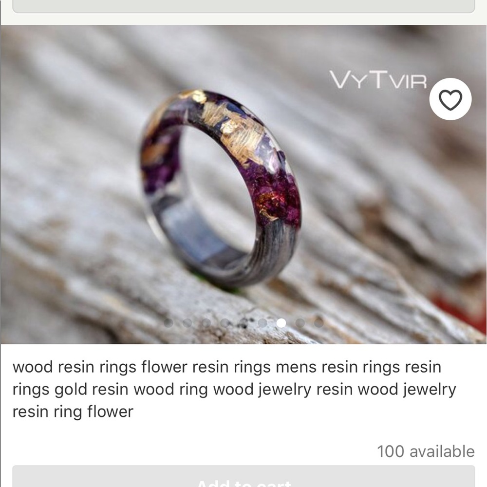 Floral Wood & Resin Ring
